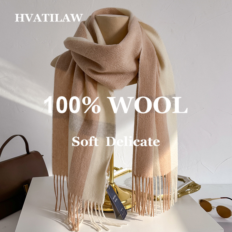 Wool Scarf Men - Écharpe 100% laine à carreaux pour