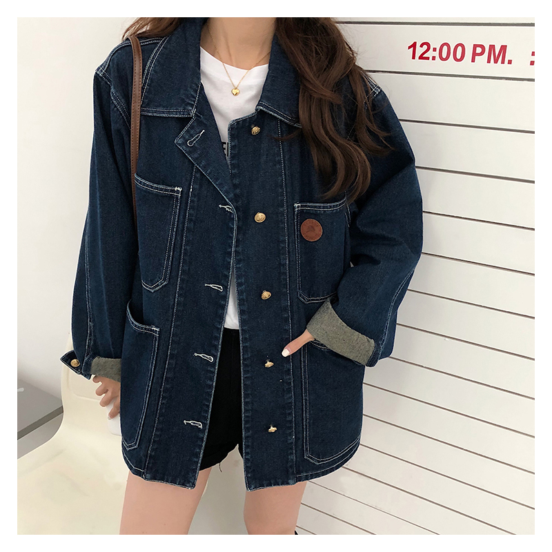 Down Jacket Packable - Veste en jean bleu foncé pour