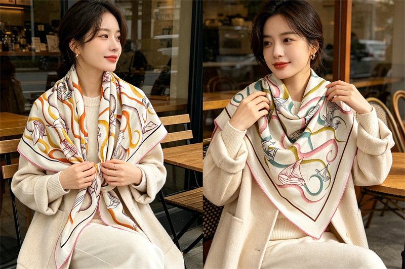 Écharpe double face 135 cm, ch - Cashmere Pashmina Wrap avis et prix